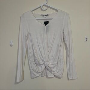 Necessary Objects White Long Sleeve Twist Front Top